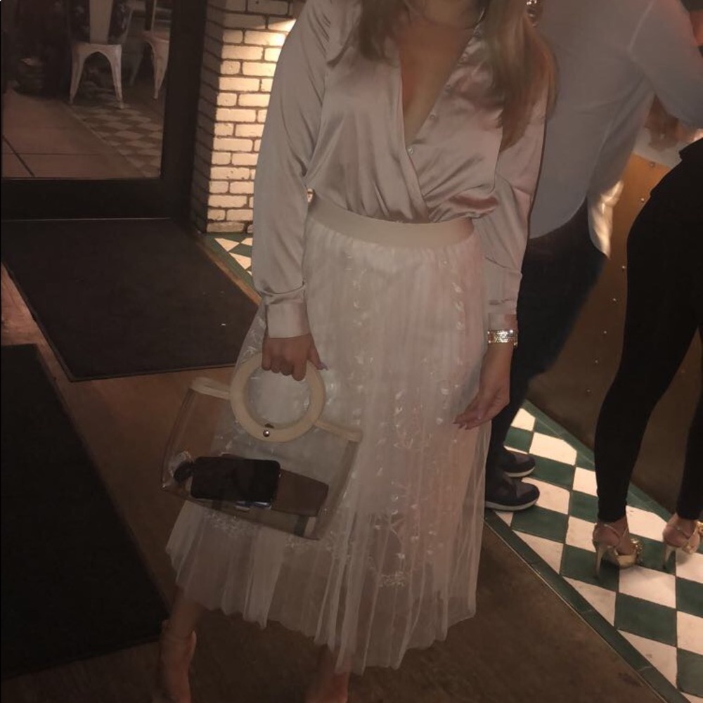 Lace mid length skirt